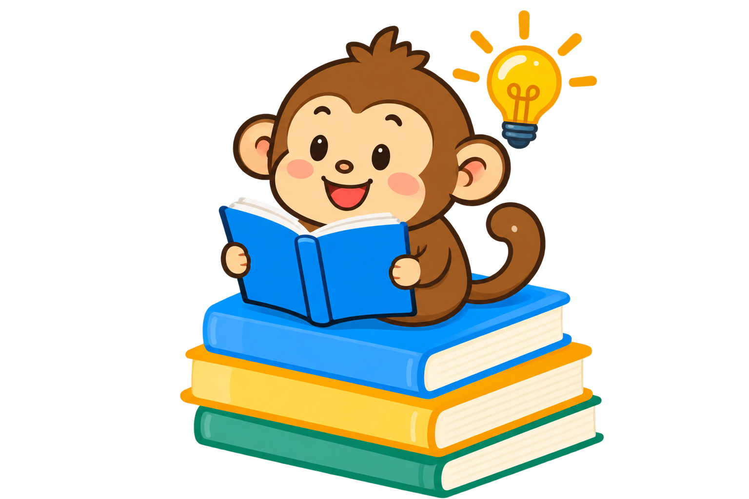 AI用語辞典を読むサルのキャラクター